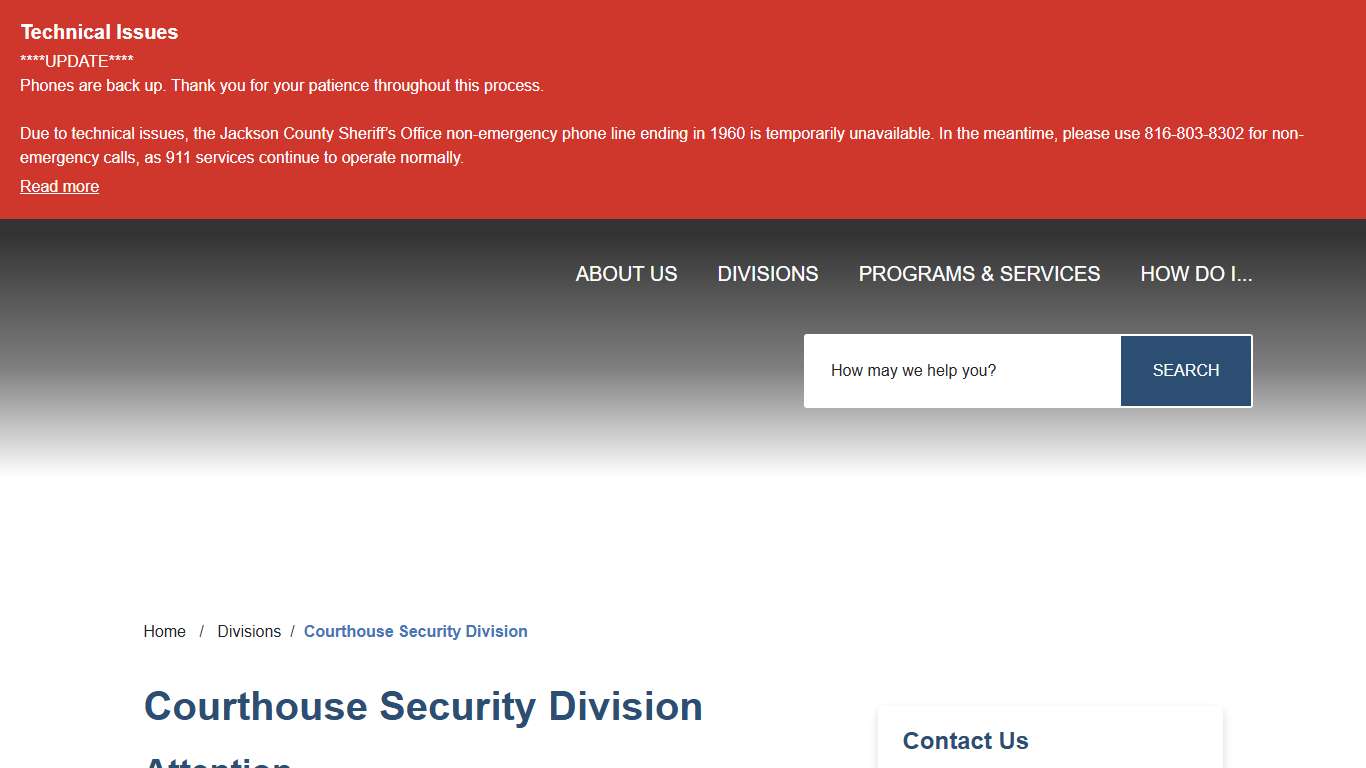 Courthouse Security Division - Jackson County Sheriff, MO