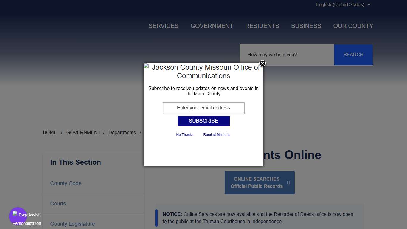 Searching Documents Online - Jackson County MO